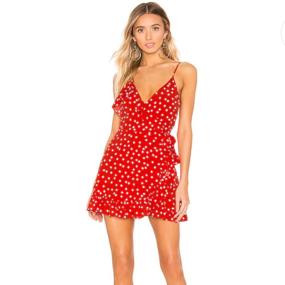 Lovers & friends Octavia Mini Dress in Red & Ivory s